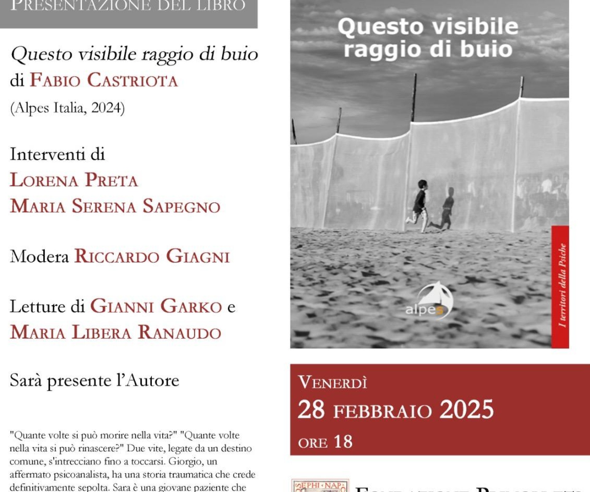 28 febbraio ore 18 - "Un visibile raggio di buio" presentazione del libro di Fabio Castriota alla Fondazione Primoli